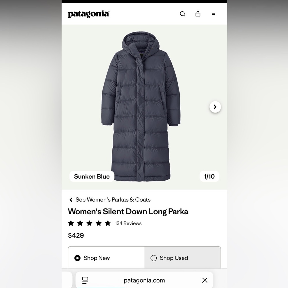 Patagonia Women's Silent Down Long Parka - Navy